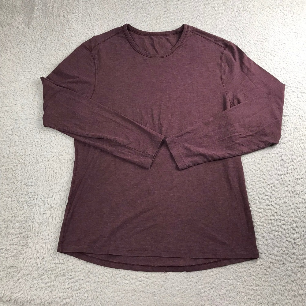 Lululemon 5 Year Basic Long Sleeve Tee Mens L Burgundy Heathered Crew Activewear